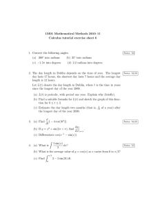 1M01 Mathematical Methods 2010–11 Calculus tutorial exercise sheet 6 (a) 360