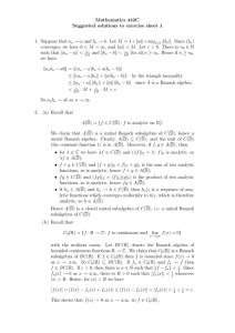 Mathematics 442C Suggested solutions to exercise sheet 1 1. Suppose that a