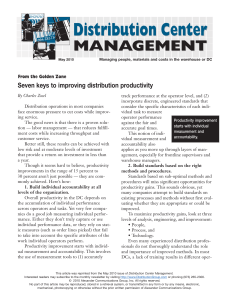Distribution Center MANAGEMENT Seven keys to improving distribution productivity From the Golden Zone