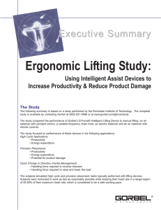 Ergonomic Lifting Study: Executive Summary Using Intelligent Assist Devices to