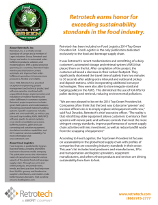 Retrotech earns honor for exceeding sustainability standards in the food industry.