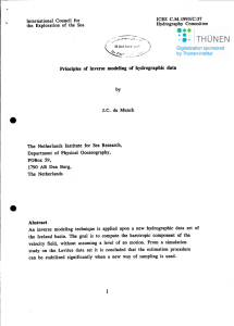 Prineiples of inverse modeling of hydrographie data .