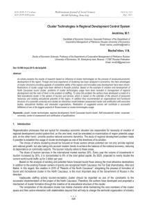 Cluster Technologies in Regional Development Control System Anokhina, M.Y. MCSER Publishing, Rome-Italy