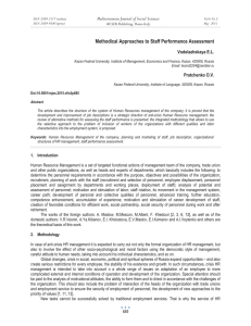 Methodical Approaches to Staff Performance Assessment Mediterranean Journal of Social Sciences