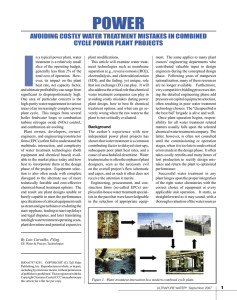 I POWER AVOIDING COSTLY WATER TREATMENT MISTAKES IN COMBINED CYCLE POWER PLANT PROJECTS