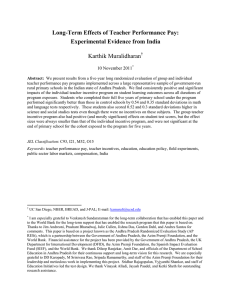 Long-Term Effects of Teacher Performance Pay: Experimental Evidence from India  Karthik Muralidharan