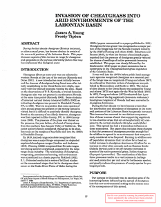 INVASION OF CHEATGRASS INTO ARID ENVIRONMENTS OF THE LAHONTAN BASIN James