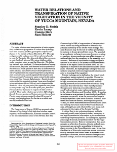 WATER RELATIONS AND TRANSPIRATION OF NATIVE VEGETATION IN THE VICINITY