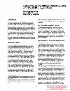 HERBICIDES TO AID ESTABLISHMENT OF FOURWING SALTBUSH Joseph L. Petersen Darrell N. Ueckert