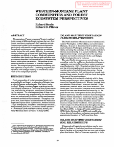 WESTERN-MONTANE PLANT COMl\fiJNITIES AND FOREST ECOSYSTEM PERSPECTIVES Robert Steele