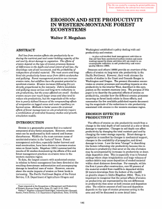 EROSION AND SITE PRODUCTIVITY IN WESTERN-MONTANE FOREST ECOSYSTEMS Walter F. Megahan
