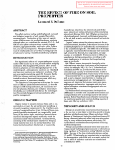 THE EFFECT OF FIRE ON SOIL PROPERTIES Leonard F. DeBano ABSTRACT