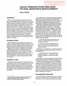 LEGAL PERSPECTIVES RELATED TO SOIL RESOURCE MANAGEMENT Anne Puffer ABSTRACT