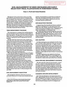 SOIL MANAGEMENT OF SEED ORCHARDS AND EARLY