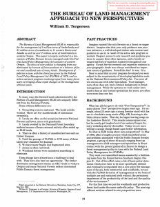 THE BUREAU OF LAND MANAGEMENT APPROACH TO NEW PERSPECTIVES William D. Torgersen ABSTRACT
