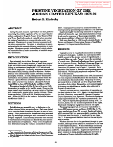 PRISTINE VEGETATION OF THE JORDAN CRATER KIPUKAS: 1978-91 Robert R. Kindschy ABSTRACT