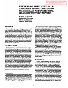 EFFECTS OF SIMULATED FALL AND EARLY SPRING GRAZING ON CHEATGRASS AND PERENNIAL