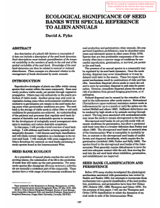 ECOLOGICAL SIGNIFICANCE OF SEED BANKS WITH SPECIAL REFERENCE TO ALIEN ANNUALS David