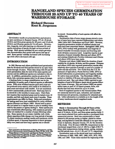 RANGELAND SPECIES GERMINATION THROUGH AND UP TO YEARS OF