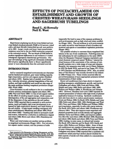 EFFECTS OF POLYACRYLAMIDE ON ESTABLISHMENT AND GROWTH OF CRESTED WHEATGRASS SEEDLINGS