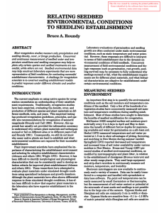 RELATING SEEDBED ENVIRONMENTAL CONDITIONS TO SEEDLING ESTABLISHMENT A.