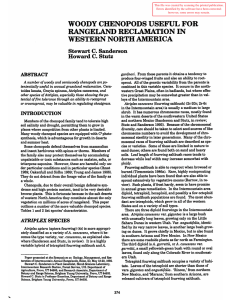 WOODYCHENOPODSUSEFULFOR RANGELAND RECLAMATION IN WESTERN NORTH AMERICA Stewart C. Sanderson
