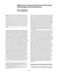 Molecular Analysis of Genetic Diversity: Advantages and Limitations D. J. Fairbanks