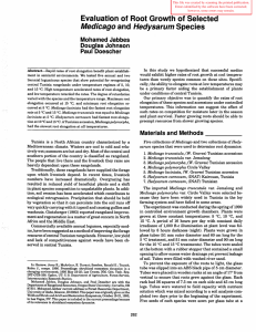 Evaluation of Root Growth of Selected Medicago Mohamed Jabbes Douglas Johnson