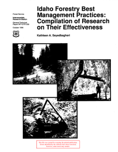 Idaho Forestry Best Management Practices: Compilation of  Research on Their Effectiveness