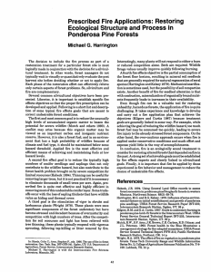 Prescribed Fire Applications: Restoring Ecological Structure and Process in Ponderosa Pine Forests Michael