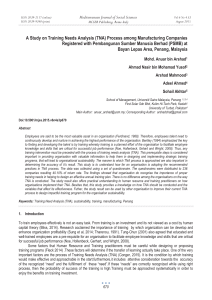A Study on Training Needs Analysis (TNA) Process among Manufacturing... Registered with Pembangunan Sumber Manusia Berhad (PSMB) at