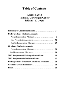 Table of Contents April 18, 2014 Valhalla, Cartwright Center