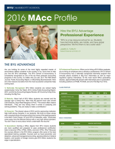 2016 MAcc Professional Experience Hire the BYU Advantage