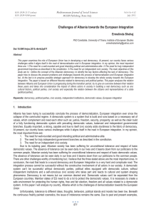 Challenges of Albania towards the European Integration Ermelinda Shehaj MCSER Publishing, Rome-Italy