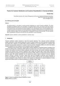 Factors for Customer Satisfaction and Customer Dissatisfaction in Commercial Banks