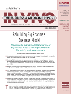 Rebuilding Big Pharma’s Business Model As Published In