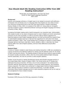 How Should Adult ESL Reading Instruction Differ from ABE Reading Instruction?