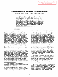 The  Use of  Hlgh·Cut Stumps by Cavity-Nesting ...