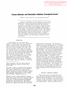 Human  Behavior and  Recreation  Habitats:  Conceptual ...