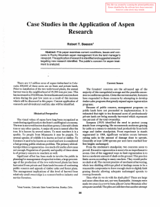 Case Stlldies in the Application of Aspen Research Robert T.  Beeson Abstract--