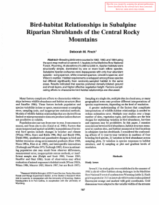 Bird-habitat Reiationsllips ill Sllbaipine SllrlllJiands Riparian of the Central Rocky