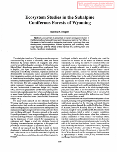 Ecosystem Studies tIle Coniferolls Forests of Wyonlin.g in