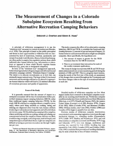 The Measurelnent of Changes in a Colorado Subalpine Ecosystenl Resulting froln