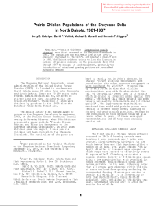 Prairie Chicken Populations of the Sheyenne Delta in North Dakota, 1961-1987