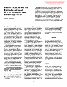 of Habitat Structure and the Distribution Small