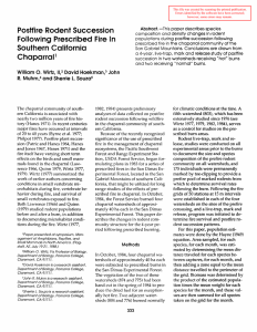 oslfire Rodent Succession Following scribed Fire In