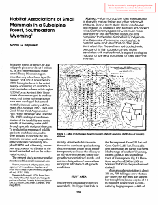 a Habitat Associations of Small Mammals in Subalpine