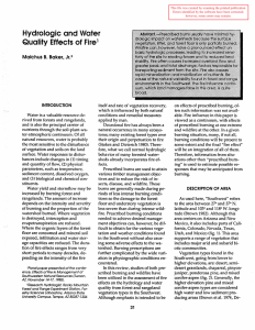 Hydrologic and Water Quality Effects of Fire Malchus B.  Baker, Jr. 1