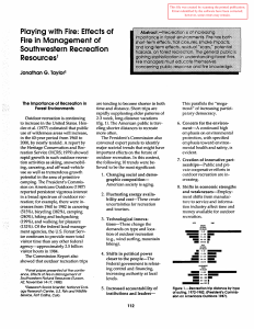 Playing with  Fire:  Effects of Southwestern  Recreation Resources