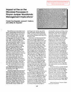 Impact of Fire on the Microbial Processes in Pinyon-Juniper Woodlands: Management lmplications